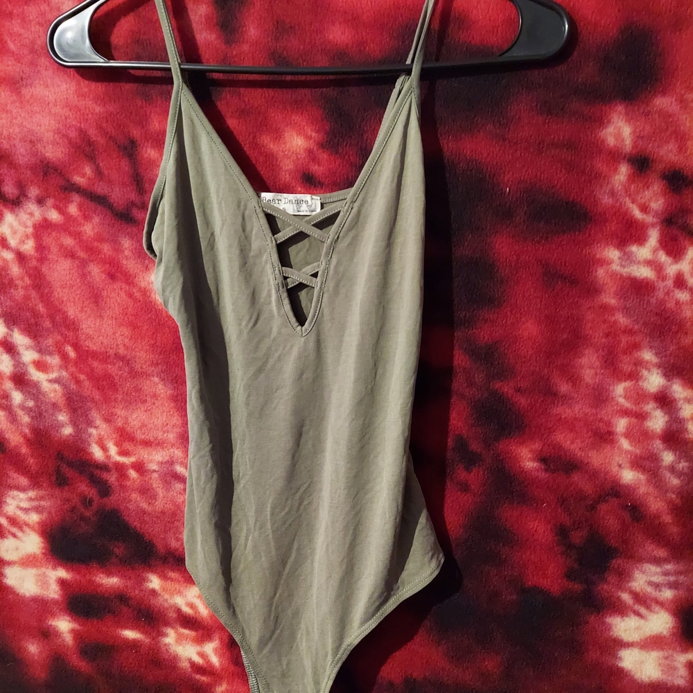Bear Dance Olive Strappy Bodysuit